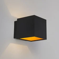 QAZQA 2er Set Design Wandleuchten schwarz / gold inkl. LED - Caja