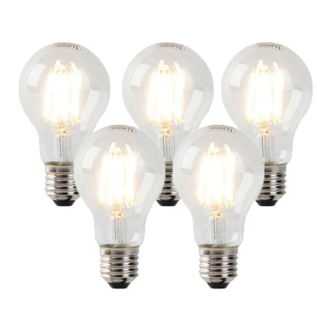 LUEDD 5er Set dimmbare E27 LED Lampen Klarglas 7W 806 lm 2700K