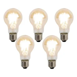 LUEDD 5er Set E27 dimmbare Kelvin LED-Glühbirnen A60 Goldline 8W 806lm 2000-2700K