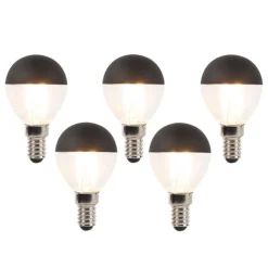 LUEDD 5er Set E14 dimmbare LED Filament Glühbirnen P45 schwarz 300lm 2700K