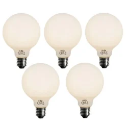LUEDD 5er Set E27 dimmbare LED-Glühbirnen Opal G95 5W 450lm 3000K