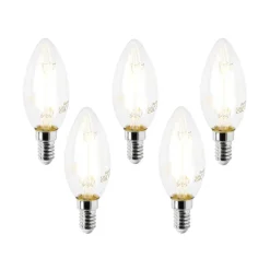 LUEDD 5er Set E14 LED-Glühbirnen B35 Klar 2,2W 470lm 2700K