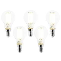LUEDD 5er Set E14 LED-Glühbirnen P45 Klar 2,2W 470lm 2700K