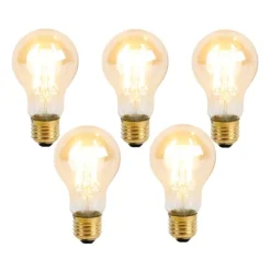 LUEDD 5er Set E27 3-Stufen dimmbar LED-Leuchtmittel A60 Goldline 5W 530lm 2200K