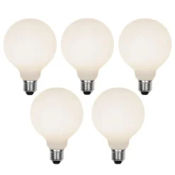 LUEDD 5er Set E27 3-Stufen dimmbar LED Glühbirnen G95 Matt 5W 550lm 3000K