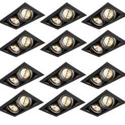 QAZQA 12er Set Einbauspots schwarz AR111 verstellbar 2-flammig - Oneon