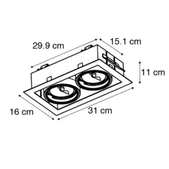 QAZQA 12er Set Einbauspots schwarz AR111 verstellbar 2-flammig - Oneon