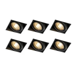 QAZQA 6er Set Einbaustrahler schwarz GU10 neigbar randlos - Oneon