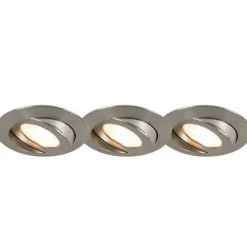 QAZQA 3er Set Einbaustrahler Stahl inkl. LED IP44 - Relax LED