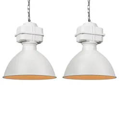 QAZQA 2er Set Industrie Hängelampen klein matt weiß - Sicko