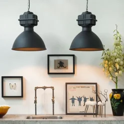 QAZQA 2er Set Industrie Hängelampen klein matt schwarz - Sicko