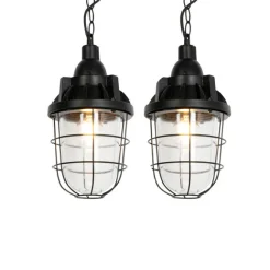 QAZQA 2er Set Industrie Hängelampen schwarz - Cabin