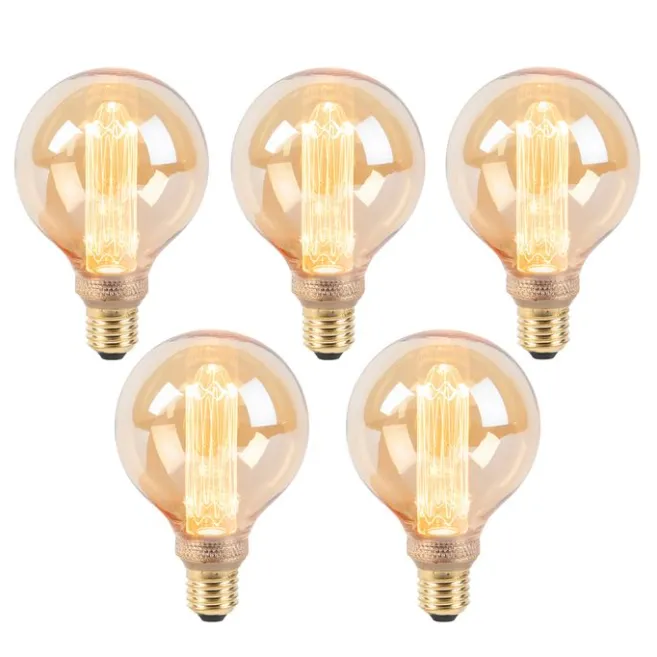 LUEDD 5er Set LED-Glühbirnen G95 E27 5W 1800K Amber 3-stufig dimmbar