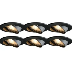 QAZQA 6er Set moderne Einbaustrahler schwarz schwenkbar - Edu