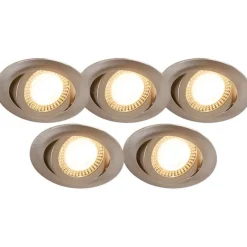 QAZQA 5er Set moderne Einbaustrahler Stahl inkl. LED 3-stufig dimmbar - Mio