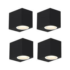 QAZQA 4er Set moderne Wandleuchten schwarz IP44 - Baleno I