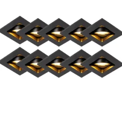QAZQA 10er Set smarte Einbaustrahler schwarz inkl. Wifi GU10 - Qure