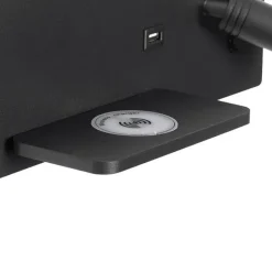 QAZQA Professional 2er Set Wandleuchte schwarz inkl. LED mit USB und Induktionsladegerät - Riza