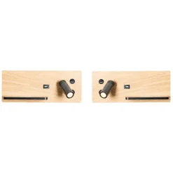 QAZQA Professional 2er Set Wandleuchte Schwarz mit Holz inkl. LED mit USB und Induktionsladegerät - Riza