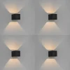 QAZQA 4er Set Wandleuchten schwarz - Transfer