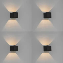 QAZQA 4er Set Wandleuchten schwarz - Transfer