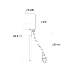 QAZQA Erdspießstrahler Creme GU10 50mm Verstellbar IP44 Inkl. Kabel und Stecker - Solo
