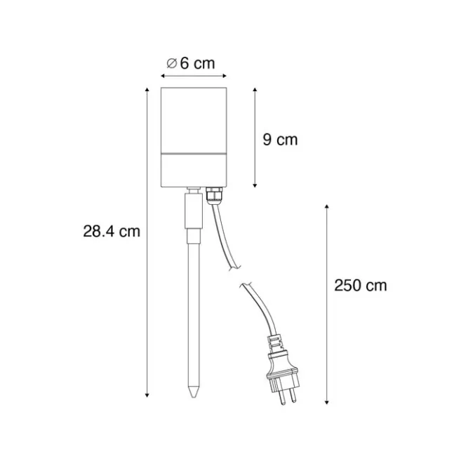 QAZQA Erdspießstrahler Creme GU10 50mm Verstellbar IP44 Inkl. Kabel und Stecker - Solo