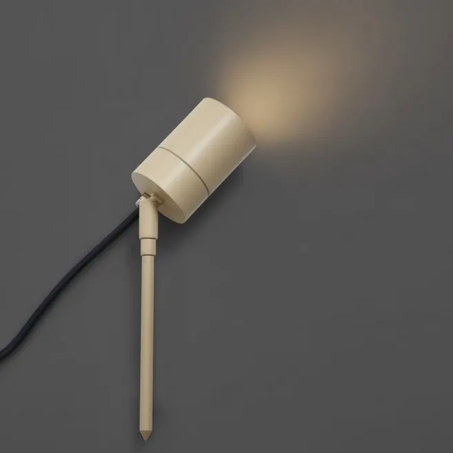 QAZQA Erdspießstrahler Creme GU10 50mm Verstellbar IP44 Inkl. Kabel und Stecker - Solo