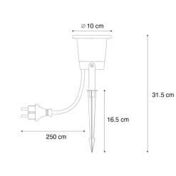 QAZQA Erdspießstrahler schwarz inkl. LED verstellbar IP65 mit Kabel und Stecker - Basic