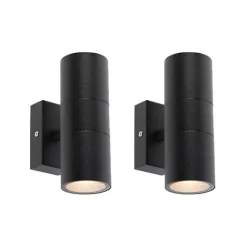 QAZQA 2er-Set Außenwandleuchten schwarz IP44 - Duo
