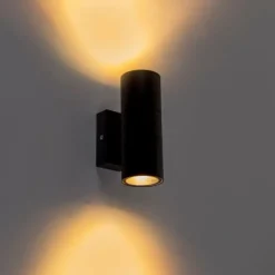 QAZQA 2er-Set Außenwandleuchten schwarz IP44 - Duo