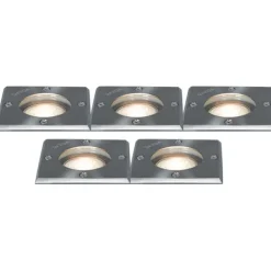 QAZQA 5er-Set Bodenstrahler Stahl IP65 - Basic Square