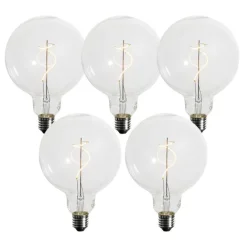 LUEDD 5er-Set E27 Dimmbare LED-Glühbirnen Spiralfilament G125 4W 270 lm 2200K