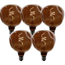 LUEDD 5er-Set E27 Dimmbare LED-Glühbirnen T125 Braun 4W 120 lm 1800K