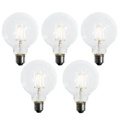 LUEDD 5er-Set E27 Dimmbare LED-Glühbirne G95 5W 450 lm 2700K