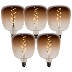 LUEDD 5er-Set E27 Dimmbare LED-Glühbirnen G140 Braun 4,9W 110 lm 1800K