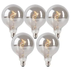 LUEDD 5er-Set E27 Dimmbare LED-Glühbirnen Rauch G125 4W 130 lm 1900K