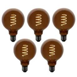 LUEDD 5er-Set E27 Dimmbare LED-Glühbirnen G95 Braun 4W 120 lm 1800K