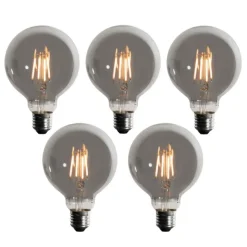 LUEDD 5er-Set E27 Dimmbare LED-Glühbirnen Rauch G95 5W 200 lm 1900K
