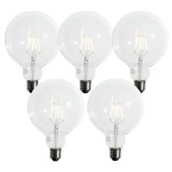 LUEDD 5er-Set E27 3-Stufen-Dimmbare LED-Spiralfilament-Glühbirnen G125 4W 450 lm 2700K