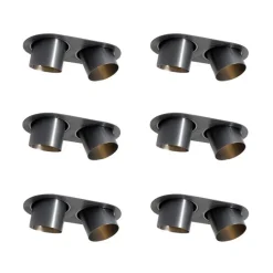 QAZQA 6er-Set Einbaustrahler Gunmetal GU10 70mm Schwenkbar 2-flammig - Installa