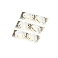 QAZQA 3er-Set Einbaustrahler weiß GU10 schwenkbar randlos 2-flammig - Oneon