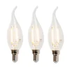 LUEDD 3er-Set LED-Filament-Kerzenlampe E14 3W 2700K 250lm F35 dimmbar klar