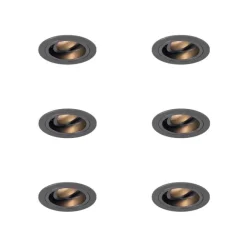 QAZQA 6er-Set moderne Einbaustrahler Gunmetal GU10 50mm Rund Neigbar - Chuck