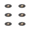 QAZQA 6er-Set moderne Einbaustrahler Gunmetal GU10 50mm rund schwenkbar - Rondoo