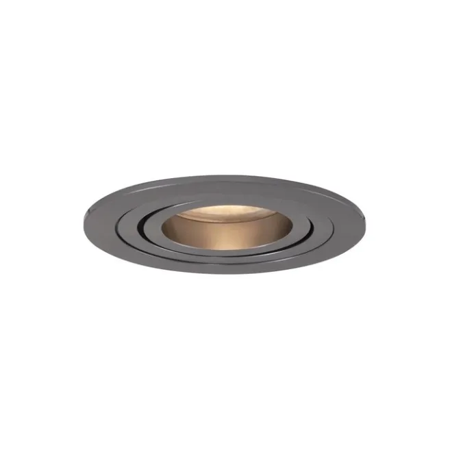 QAZQA 6er-Set moderne Einbaustrahler Gunmetal GU10 50mm rund schwenkbar - Rondoo