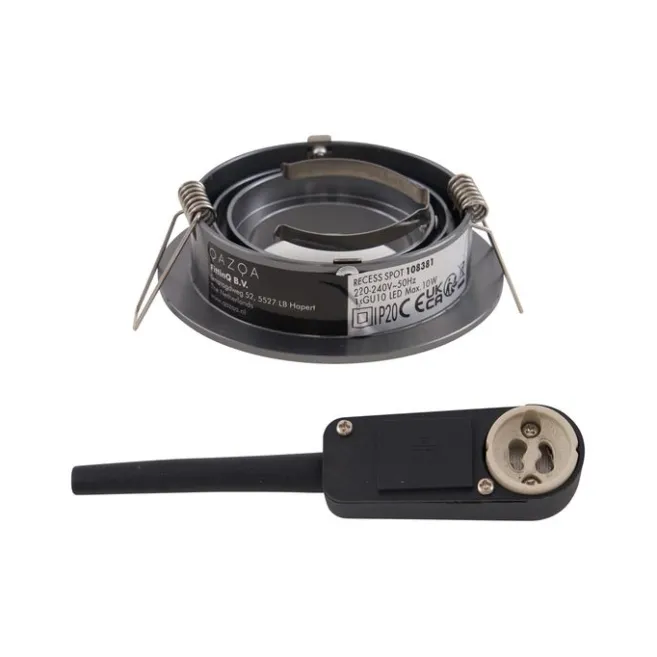 QAZQA 6er-Set moderne Einbaustrahler Gunmetal GU10 50mm rund schwenkbar - Rondoo