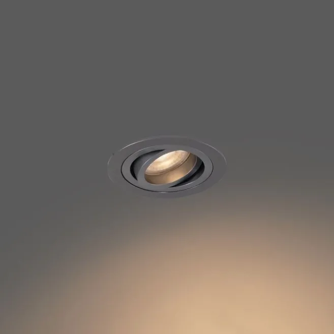 QAZQA 6er-Set moderne Einbaustrahler Gunmetal GU10 50mm rund schwenkbar - Rondoo