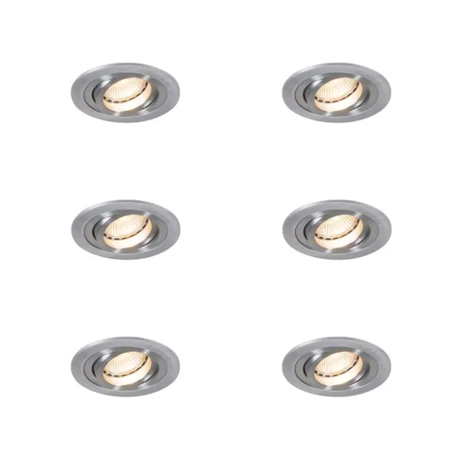 QAZQA 6er-Set moderne Einbaustrahler Stahl - Rondoo