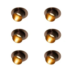 QAZQA 6er-Set moderne Einbaustrahler Dunkelbronze Rund Schwenkbar - Installa